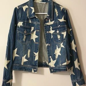Essue Blue and White Denim Jacket